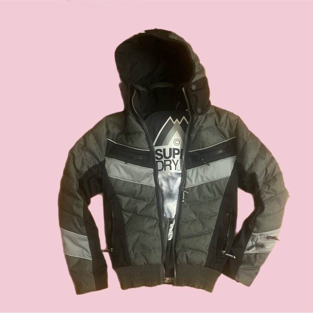 Superdry Charcoal and Light Gray Quilted Jacket